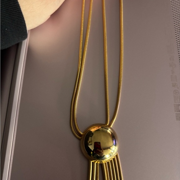 Vintage Gold Tone long Length Necklace w/Ball Dangles - Picture 3 of 9